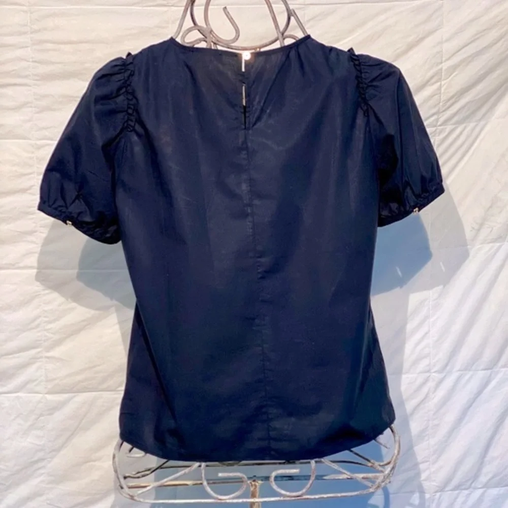 J.Crew navy top with ruffle trim - Picture 5 of 9